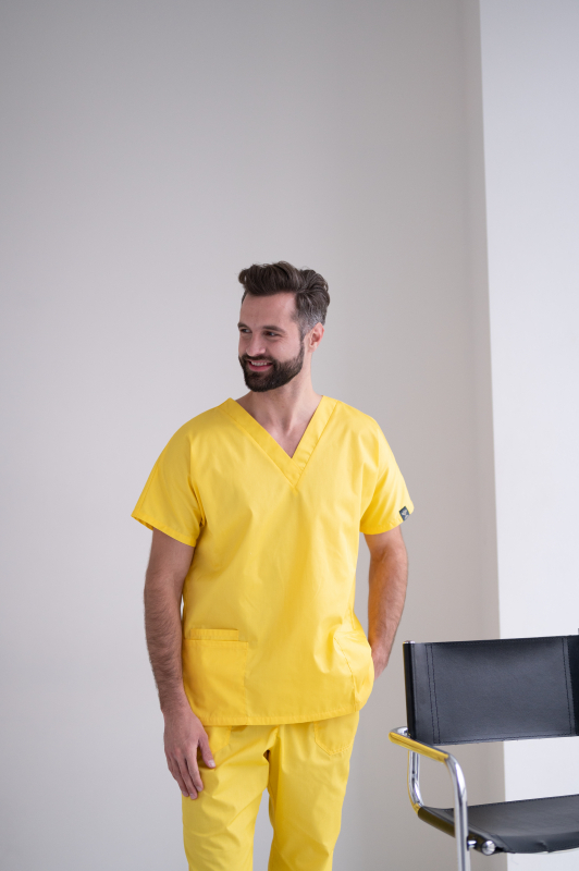 Zdravotnícke oblečenie set košeľa a nohavice 0181 Žltý - fotka 2