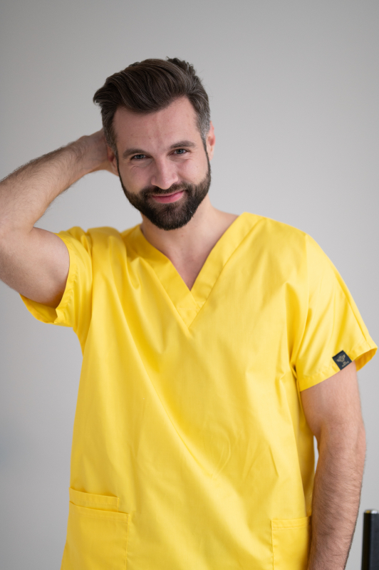Zdravotnícke oblečenie set košeľa a nohavice 0181 Žltý - fotka 3