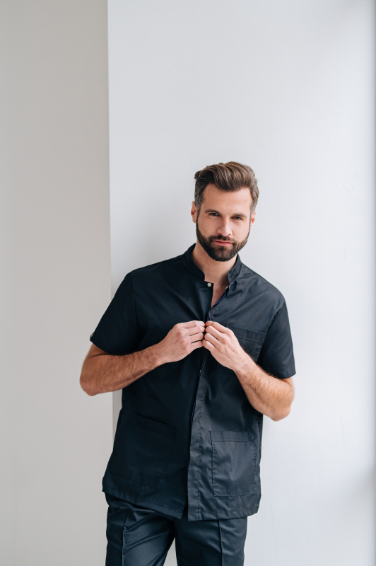 Zdravotnícke oblečenie set košeľa a nohavice 20182 Čierna - fotka 3