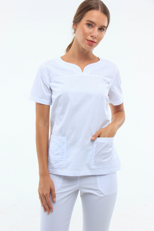 Zdravotnícke oblečenie set blúzka a nohavice 1381 White - fotka