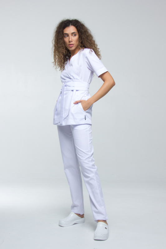 Zdravotnícke oblečenie set blúzka a nohavice 3387 White - fotka
