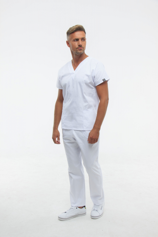 Zdravotnícke oblečenie set košeľa a nohavice 0181 Biely - fotka 2