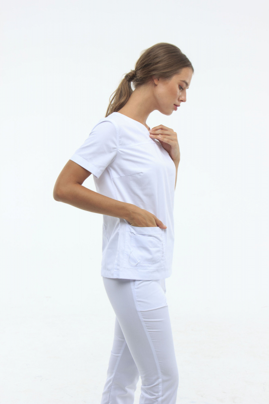 Zdravotnícke oblečenie set blúzka a nohavice 1381 White - fotka 3
