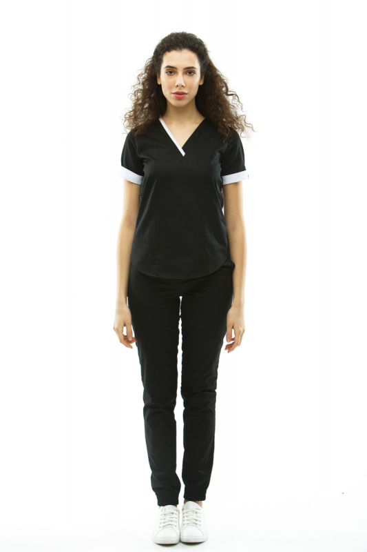 Zdravotnícke oblečenie set blúzka a nohavice 1489 Black - fotka 3